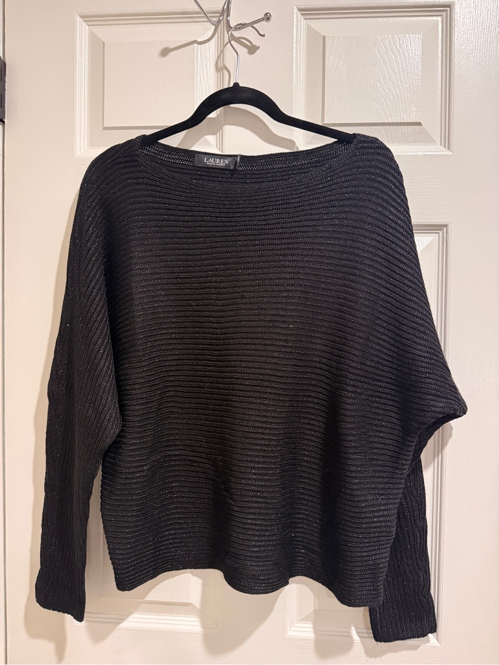 Ralph Lauren Black Metallic Shimmer Dolman Sweater Women’s Large